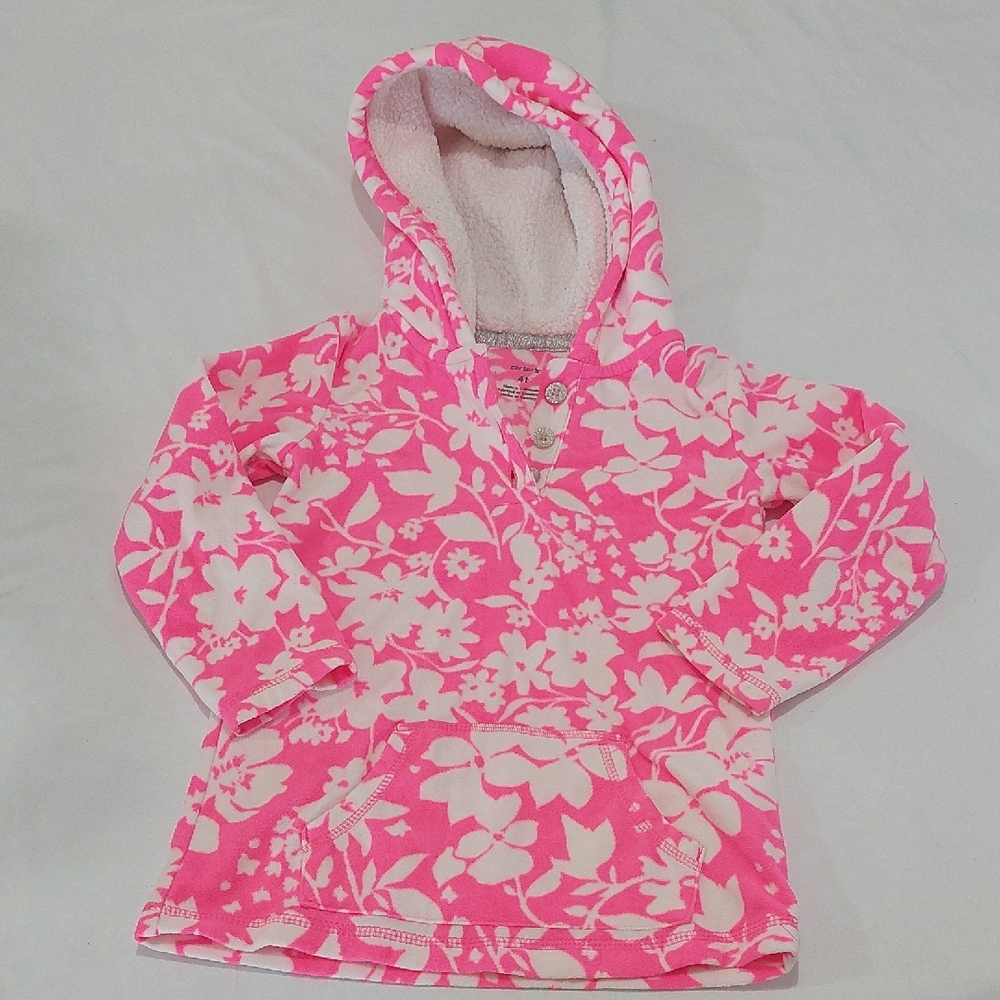 Carter's Bright Pink and White Floral Jacket.Fleece